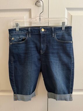 Guess Dark Blue Denim Bermuda Shorts with Roll Cuff